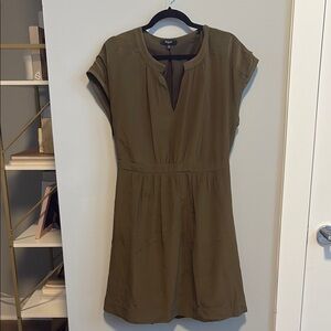 Madewell Green Pleated A-Line Mini Dress